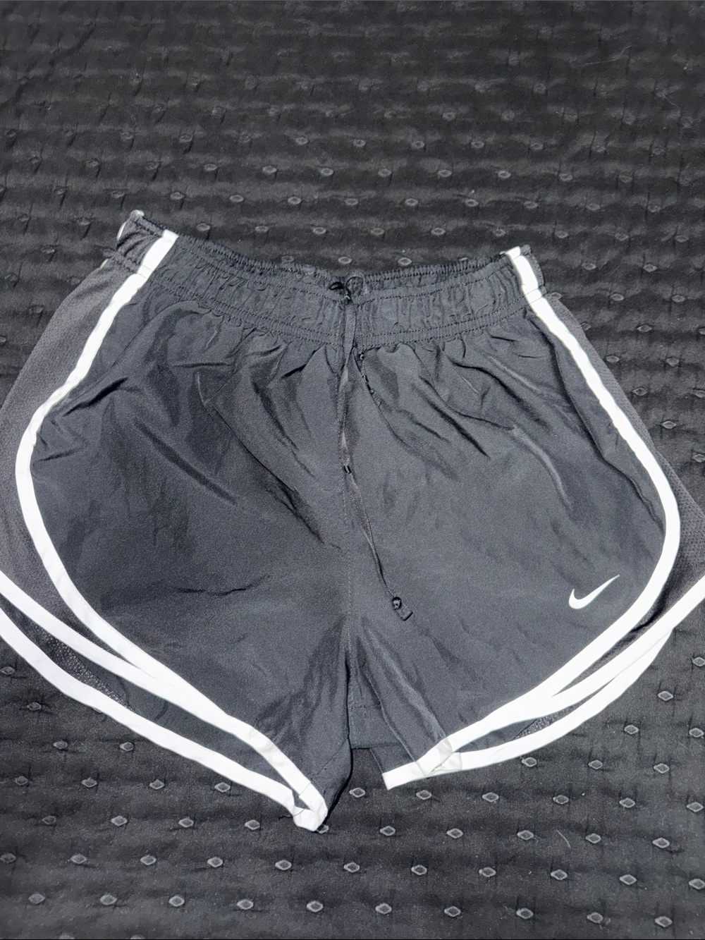 Nike Women's Black Athletic Shorts with White Side Stripes